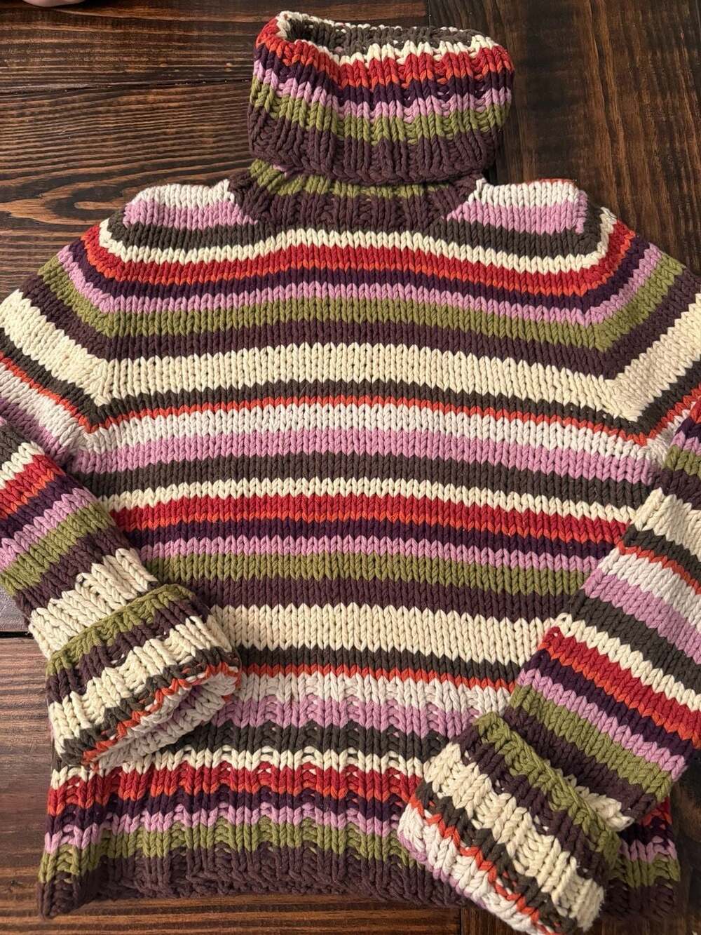 The Limited Handknit Turtleneck Sweater Size M Striped Chunky Knit